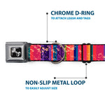 Dog Bone Seatbelt Buckle Collar - Lines Weathered Reds/Purples