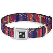Dog Bone Seatbelt Buckle Collar - Lines Weathered Reds/Purples