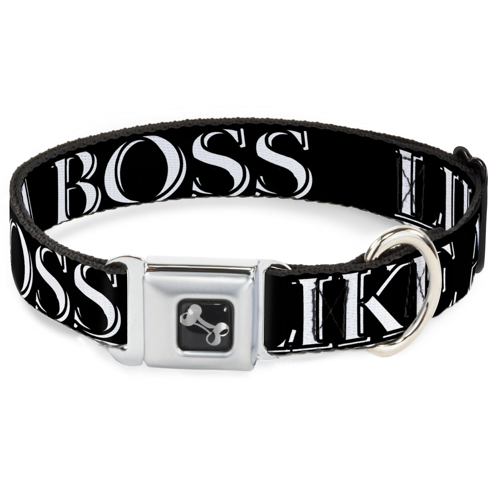 Dog Bone Seatbelt Buckle Collar - LIKE A BOSS2 Black/Red