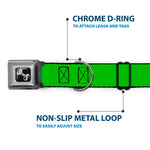 Dog Bone Seatbelt Buckle Collar - Lime Green