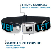 Dog Bone Seatbelt Buckle Collar - LET'S GET WEIRD Weathered Black/Bright Blue