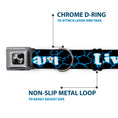 Load image into Gallery viewer, Dog Bone Seatbelt Buckle Collar - LIVING THE DREAM/Clouds Black/Blue/White
