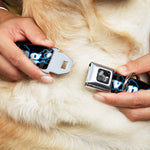 Dog Bone Seatbelt Buckle Collar - LIVING THE DREAM/Clouds Black/Blue/White