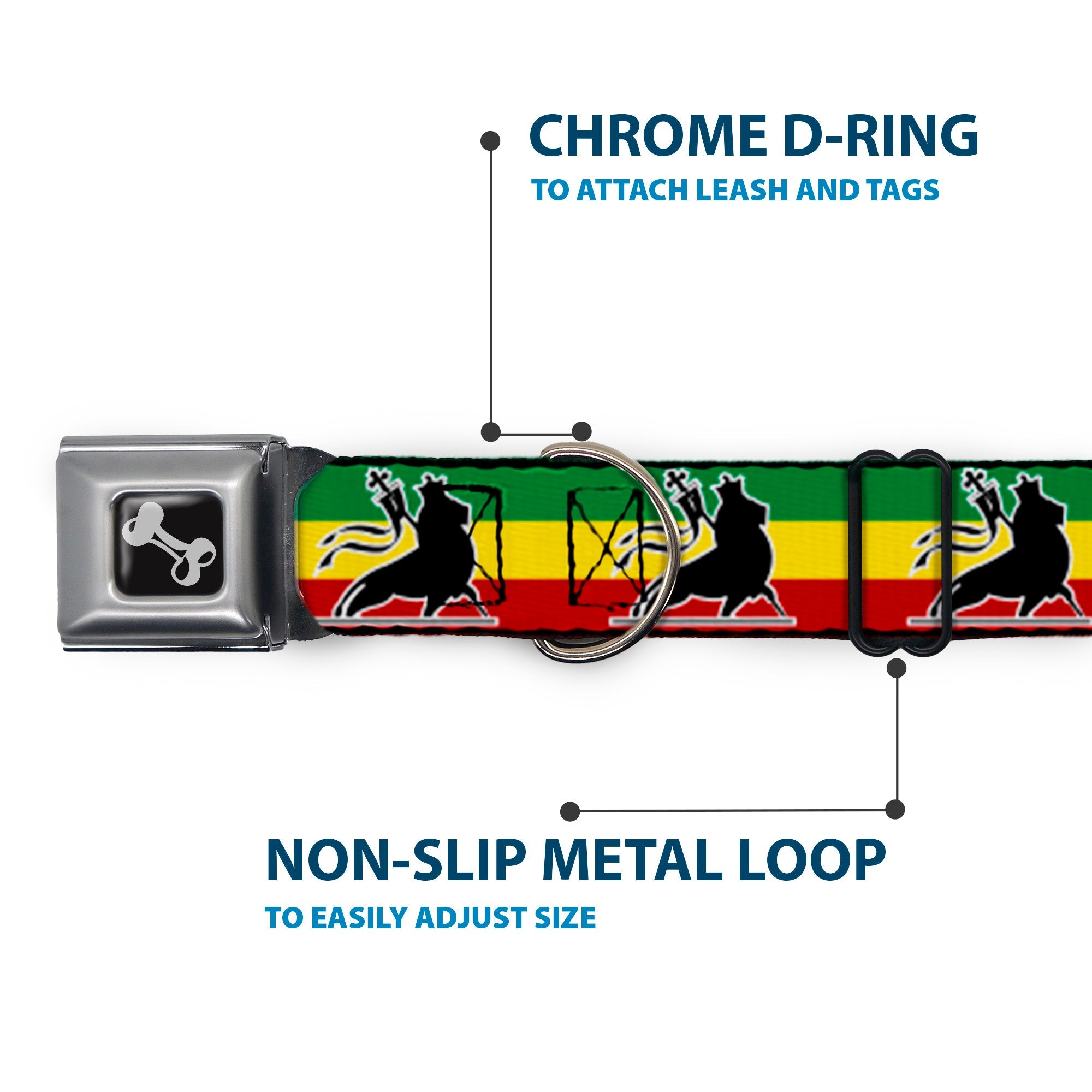 Dog Bone Seatbelt Buckle Collar - Lion of Zion Repeat