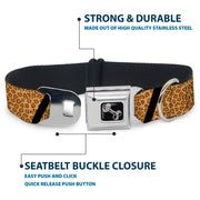 Dog Bone Seatbelt Buckle Collar - Leopard Brown/Black Slash