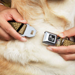 Dog Bone Seatbelt Buckle Collar - Leopard Brown/Black Slash