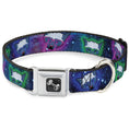 Load image into Gallery viewer, Dog Bone Seatbelt Buckle Collar - Laser Eye Cats in Space
