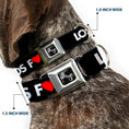 Load image into Gallery viewer, Dog Bone Seatbelt Buckle Collar - LOS F*CKIN' ANGELES Heart Black/White/Red
