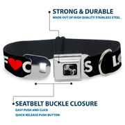Dog Bone Seatbelt Buckle Collar - LOS F*CKIN' ANGELES Heart Black/White/Red