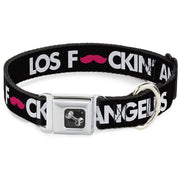 Dog Bone Seatbelt Buckle Collar - LOS F*CKIN' ANGELES Mustache Black/White/Pink