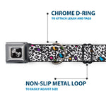 Dog Bone Seatbelt Buckle Collar - Leopard White/Black/Multi Color