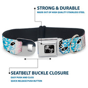 Dog Bone Seatbelt Buckle Collar - Leopard White/Pinks/Blues/Black