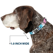 Dog Bone Seatbelt Buckle Collar - Leopard White/Pinks/Blues/Black