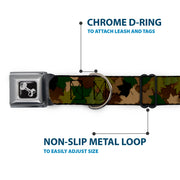 Dog Bone Seatbelt Buckle Collar - Leaf Camo Browns/Greens/Black