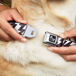 Dog Bone Seatbelt Buckle Collar - Lightning Bolts Sketch Plum/White