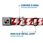 Dog Bone Seatbelt Buckle Collar - Lightning Bolts Sketch Red/White