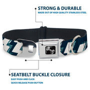 Dog Bone Seatbelt Buckle Collar - Lightning Bolts Sketch Navy/White