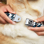 Dog Bone Seatbelt Buckle Collar - Lightning Bolts Sketch Navy/White