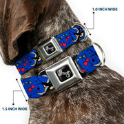 Dog Bone Seatbelt Buckle Collar - Lucky CLOSE-UP Blue