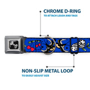 Dog Bone Seatbelt Buckle Collar - Lucky CLOSE-UP Blue