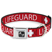 Dog Bone Seatbelt Buckle Collar - LIFEGUARD/Logo Red/White