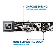 Dog Bone Seatbelt Buckle Collar - Madness White/Black