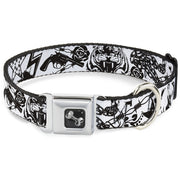 Dog Bone Seatbelt Buckle Collar - Madness White/Black