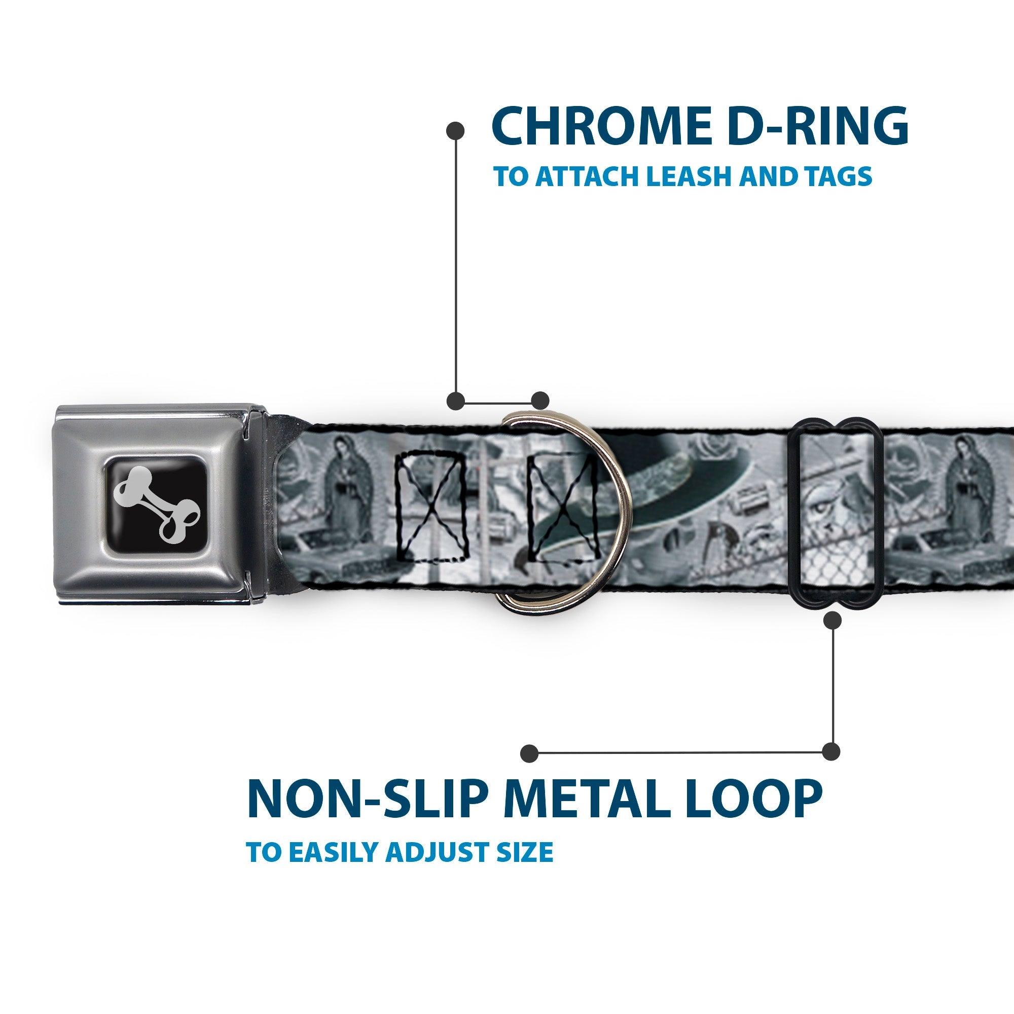 Dog Bone Seatbelt Buckle Collar - Mi Vida Loca