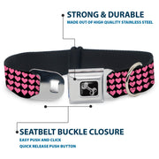 Dog Bone Seatbelt Buckle Collar - Mini Hearts Black/Pink
