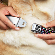 Dog Bone Seatbelt Buckle Collar - Mini Polka Dots Black/Multi Color