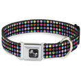 Load image into Gallery viewer, Dog Bone Seatbelt Buckle Collar - Mini Polka Dots Black/Multi Color
