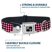 Dog Bone Seatbelt Buckle Collar - Mini Polka Dots Black/Pink