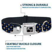 Dog Bone Seatbelt Buckle Collar - Mini Polka Dots Black/Blue/Gray