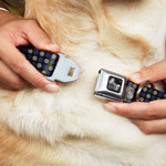 Dog Bone Seatbelt Buckle Collar - Mini Polka Dots Black/Blue/Gray