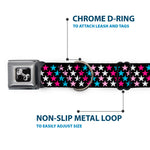 Dog Bone Seatbelt Buckle Collar - Mini Stars Black/Pink/Blue/White