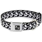 Dog Bone Seatbelt Buckle Collar - Mud Flap Girl Diamonds Black/White