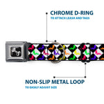 Dog Bone Seatbelt Buckle Collar - Mud Flap Girl Diamonds Black/White/Multi Neon