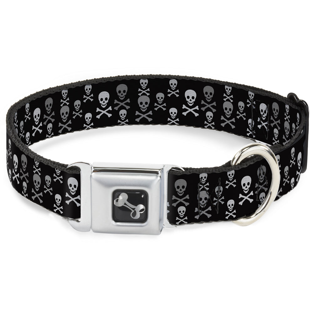 Dog Bone Seatbelt Buckle Collar - Multi Skull Black/Gray