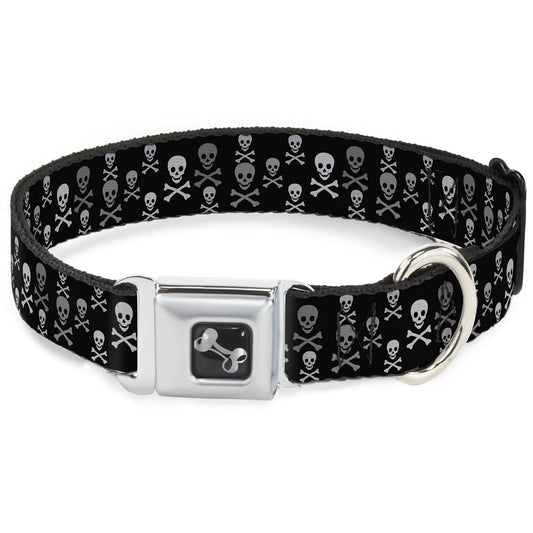 Dog Bone Seatbelt Buckle Collar - Multi Skull Black/Gray