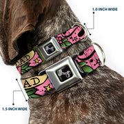Dog Bone Seatbelt Buckle Collar - Mom & Dad Pink