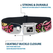 Dog Bone Seatbelt Buckle Collar - Mom & Dad Pink