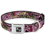 Dog Bone Seatbelt Buckle Collar - Mom & Dad Pink
