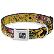 Dog Bone Seatbelt Buckle Collar - Mom & Dad Yellow