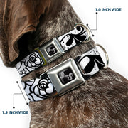 Dog Bone Seatbelt Buckle Collar - Mom & Dad Black/White