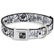 Dog Bone Seatbelt Buckle Collar - Mom & Dad Black/White
