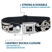 Dog Bone Seatbelt Buckle Collar - Mom & Dad CLOSE-UP White