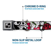 Dog Bone Seatbelt Buckle Collar - Mom & Dad CLOSE-UP White