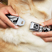 Dog Bone Seatbelt Buckle Collar - Mom & Dad CLOSE-UP White