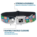Dog Bone Seatbelt Buckle Collar - Madras Plaid Pink