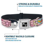 Dog Bone Seatbelt Buckle Collar - Music Notes Pink